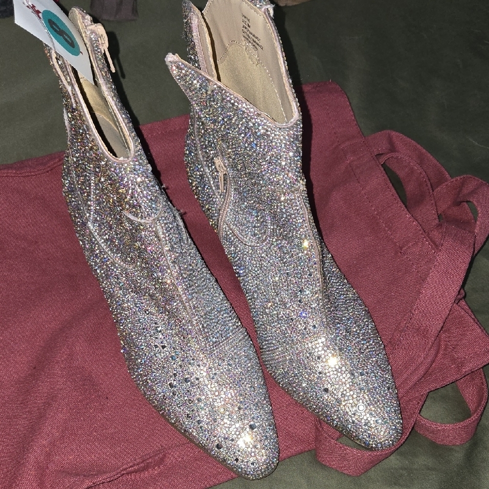 Silver Glitter Ankle Boots